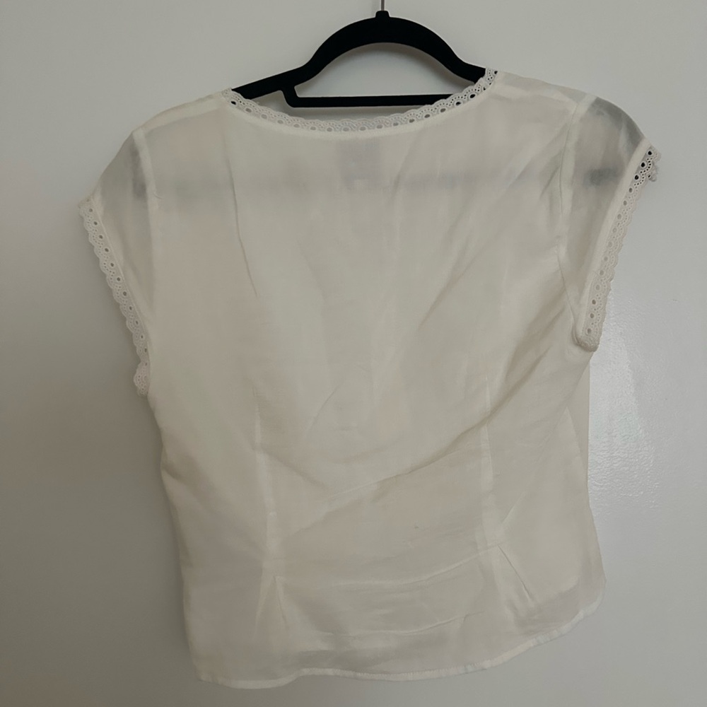 Reformation White Valletta Set - White Mini Skirt with Eyelet Trim Top - Picture 4 of 6